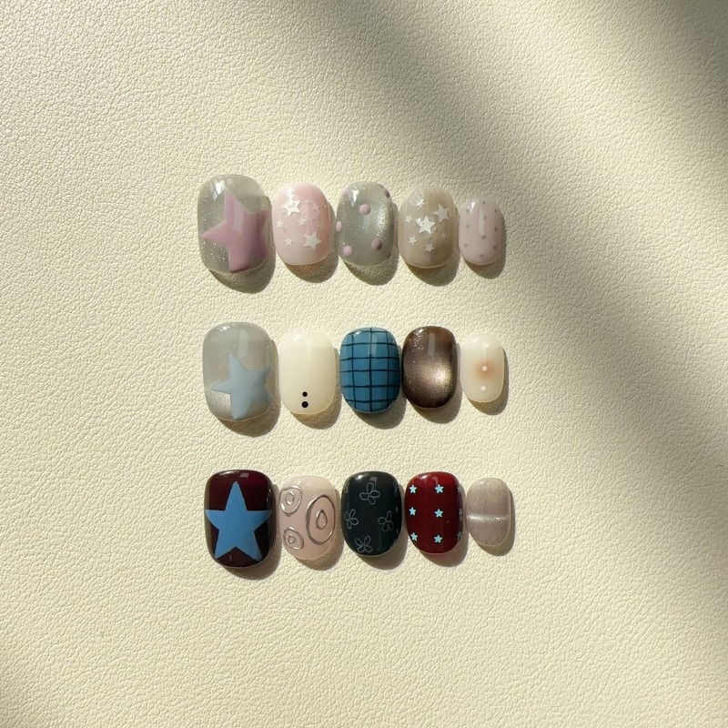 Nail Art Cat Eye Simple - 10 Uñas Postizas Hechas a Mano