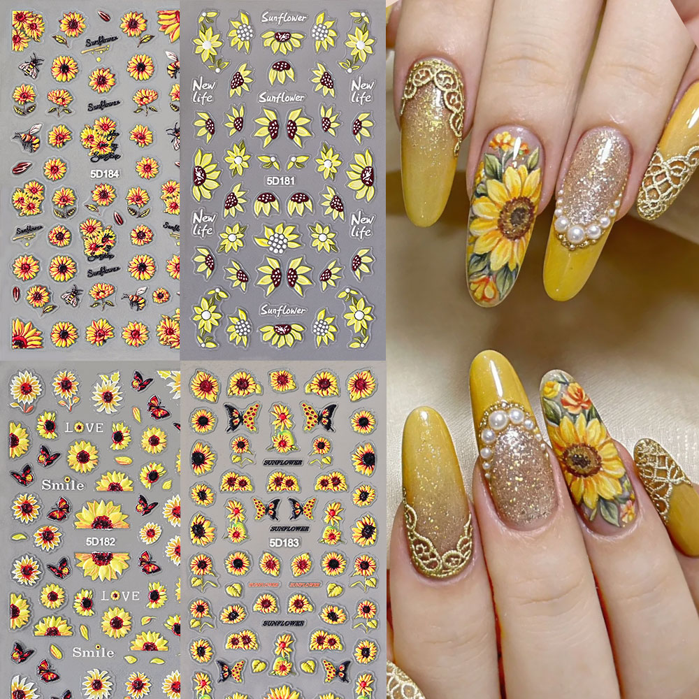 Nail Art Yellow - 1/4 piezas de pegatinas 5D en