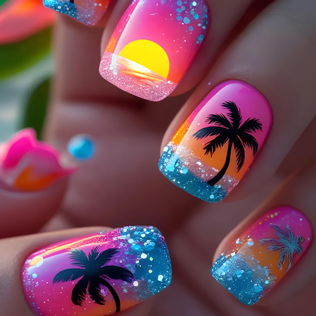 Nail Art Yellow - 24 Uñas Postizas Cortas, Medianas y