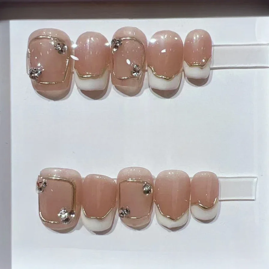 Nail Art Cat Eye Simple - 10 Uds. De uñas postizas francesas