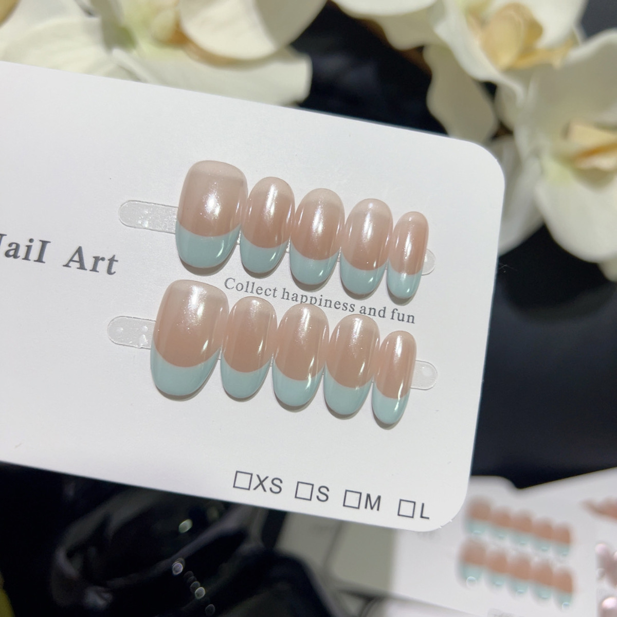 Nail Art Cat Eye Simple - Set de 10 Uñas Postizas Francesas