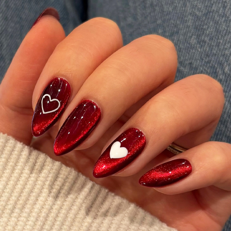 Nail Art Cat Eye Simple - 24 Uds. De uñas postizas simples