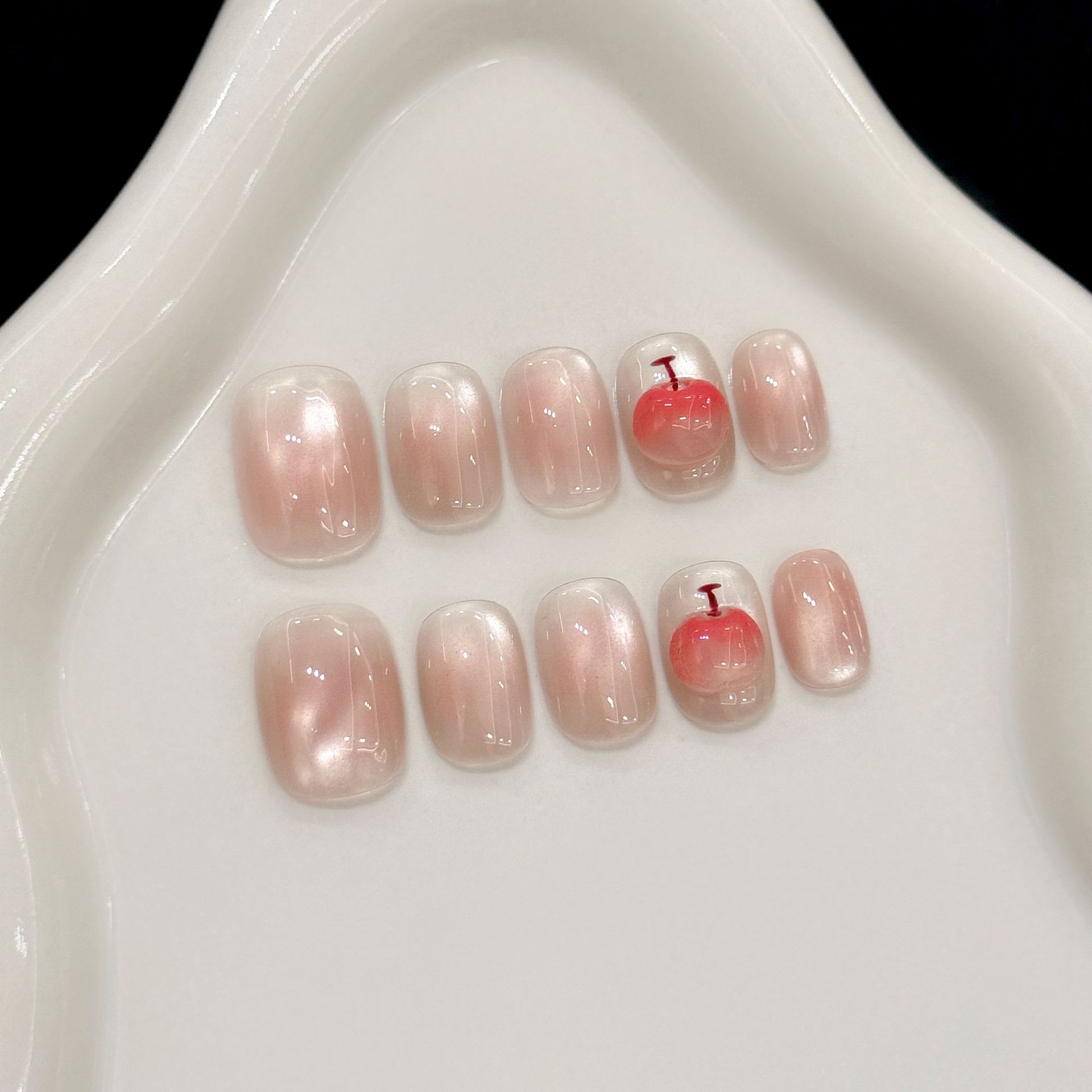 Nail Art Cat Eye Simple - 10 Uñas Postizas Hechas a Mano,