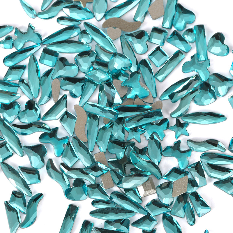 Nail Art Elegan - Wholesale100pcs K9 Lake Blue diferente forma