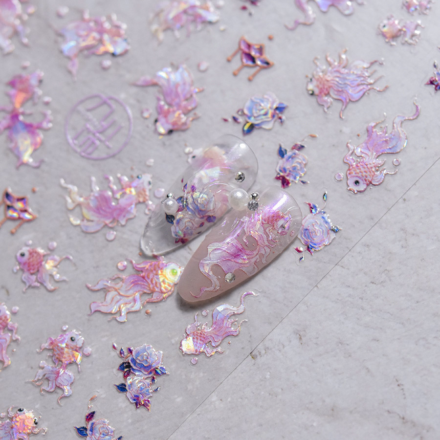 Pegatinas de peces con purpuri - Nail Art Yellow reseña y precio