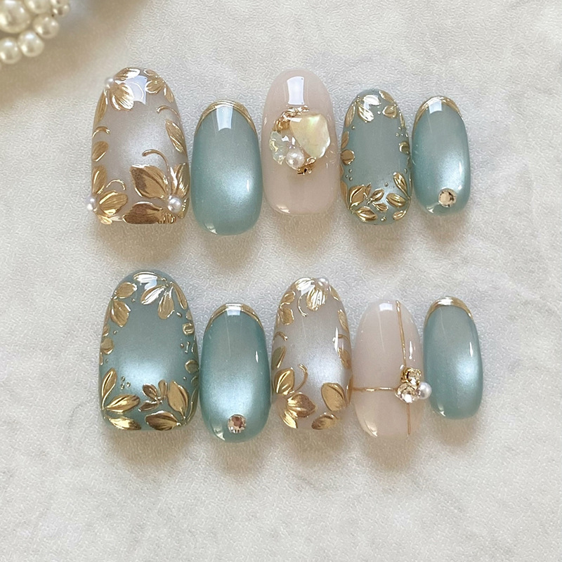24 Uñas Postizas de Almendra c - Nail Art Full Cat Eye reseña y precio