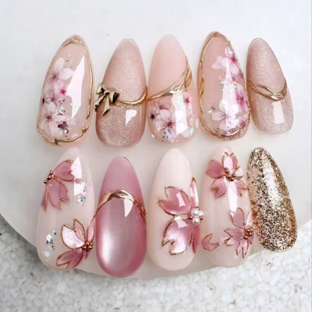 24 Uñas Postizas de Almendra c - Nail Art Full Cat Eye reseña y precio