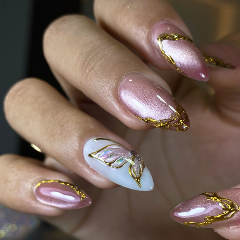 Uñas Postizas Almendradas Efec - Nail Art Full Cat Eye reseña y precio