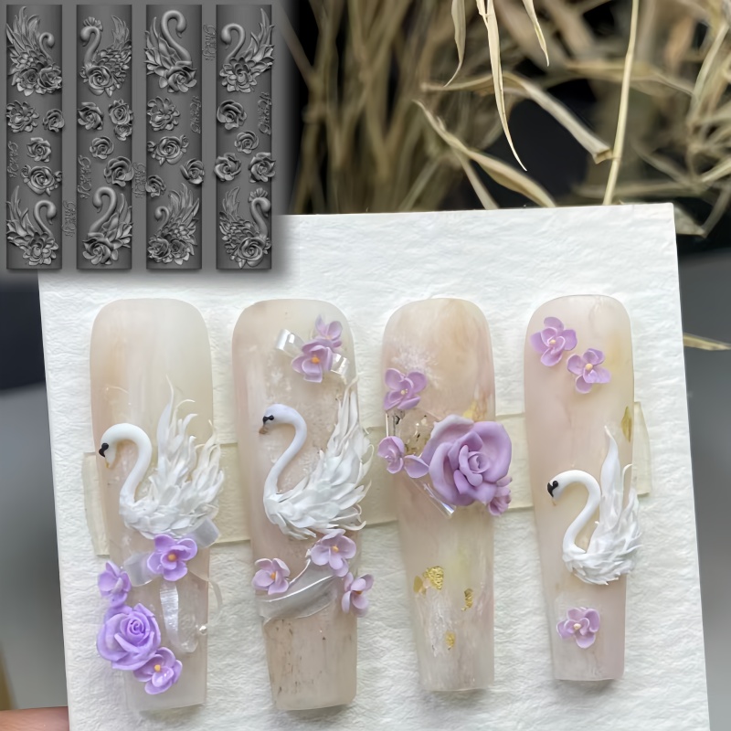Elegante cisne Rosa arco 3D fl - Nail Art Elegan reseña y precio