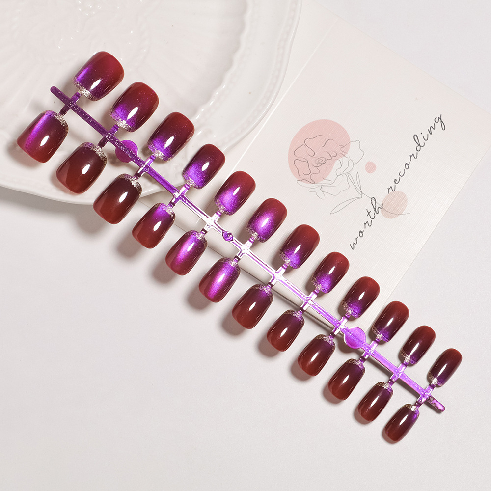 Uñas postizas cuadradas cortas - Nail Art Full Cat Eye reseña y precio