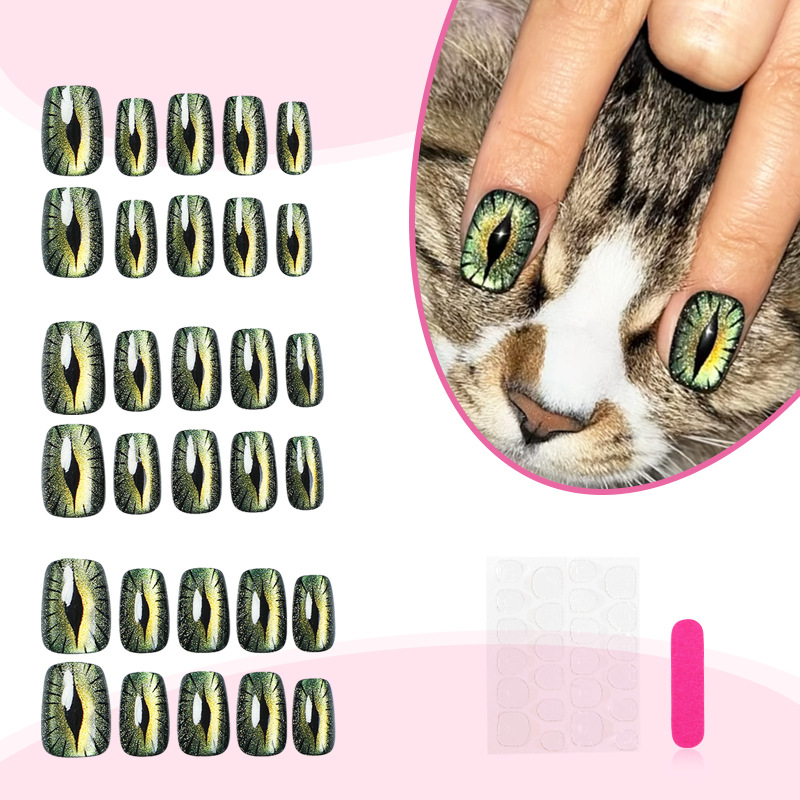 Uñas postizas cortas para muje - Nail Art Full Cat Eye reseña y precio
